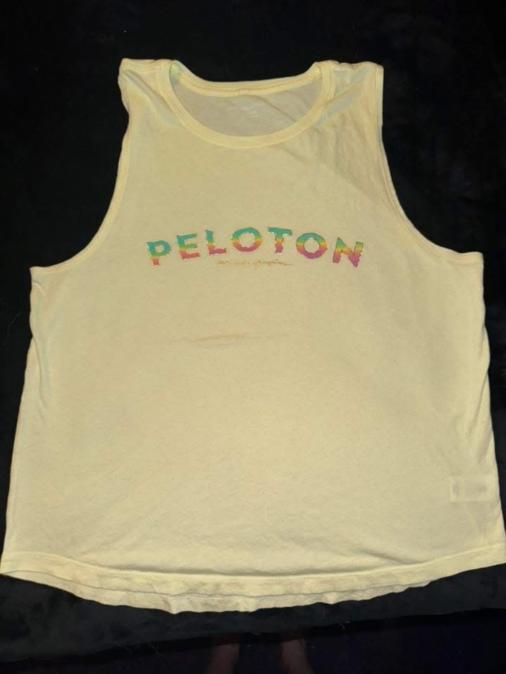 Peloton Pale Yellow Tank with Multicolor Logo